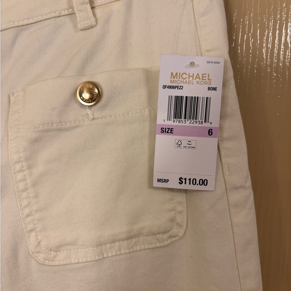 NWT Michael Kors Cream Trousers with Gold Button - Picture 10 of 12